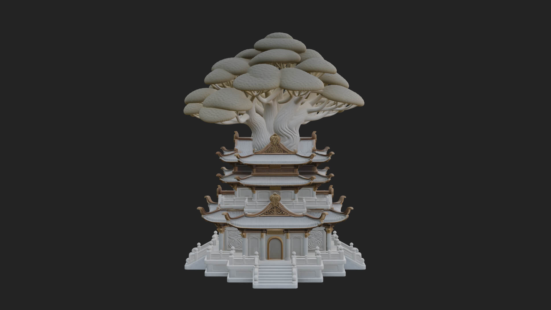 Tree Crown Pagoda Tower Design 2 3D Print Model 3D Model