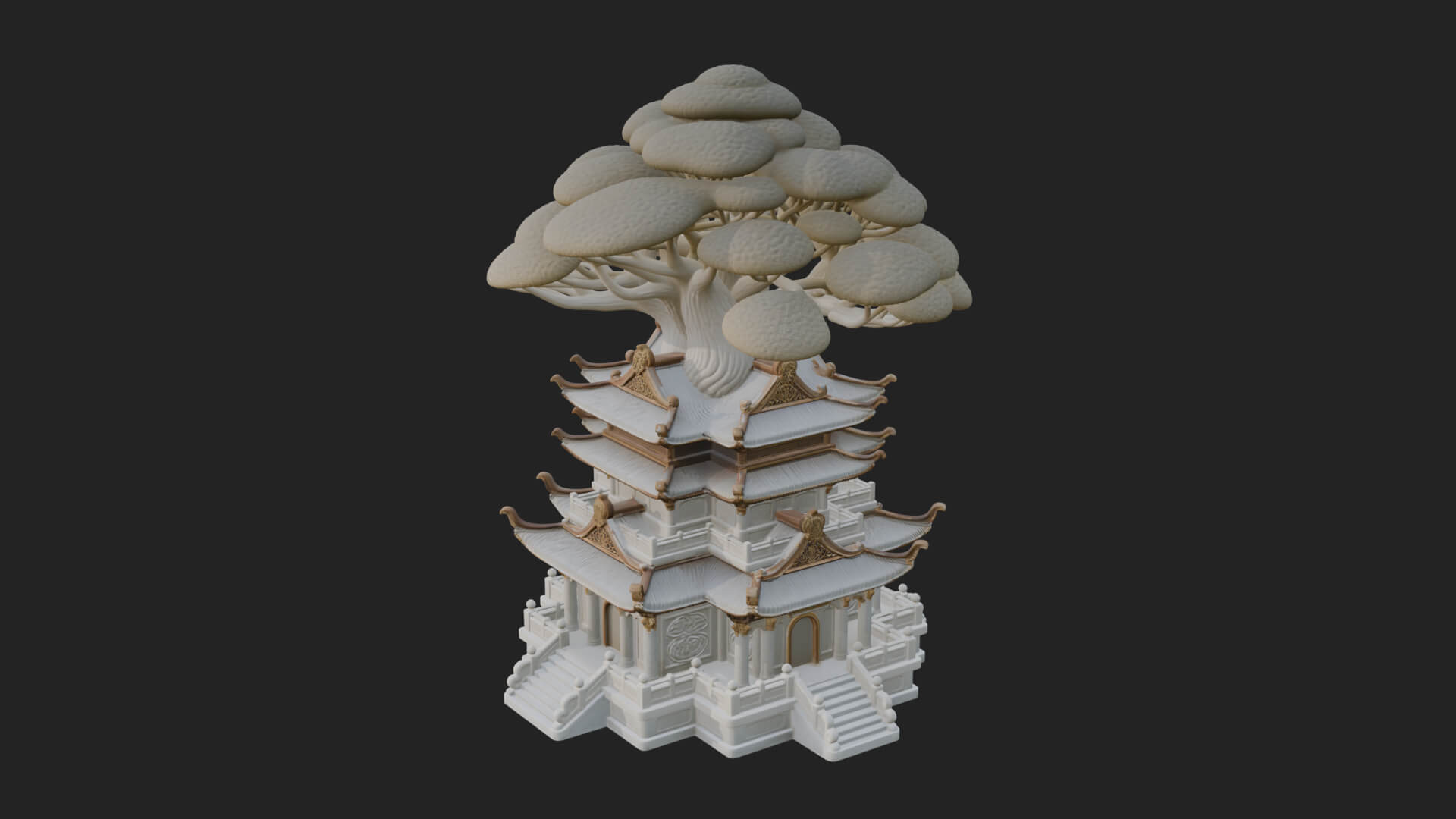 Tree Crown Pagoda Tower Design 2 3D Print Model 3D Model