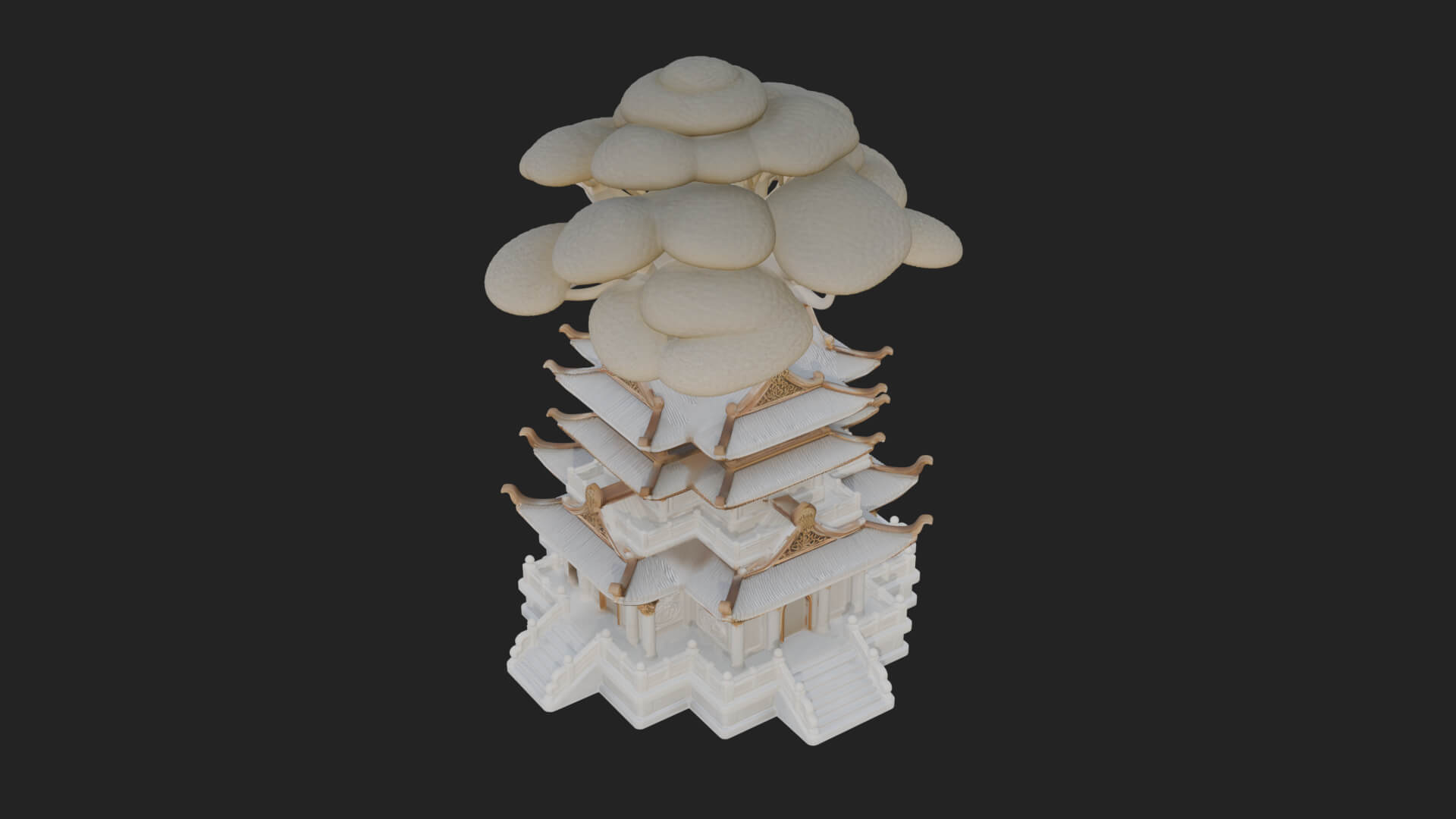 Tree Crown Pagoda Tower Design 2 3D Print Model 3D Model