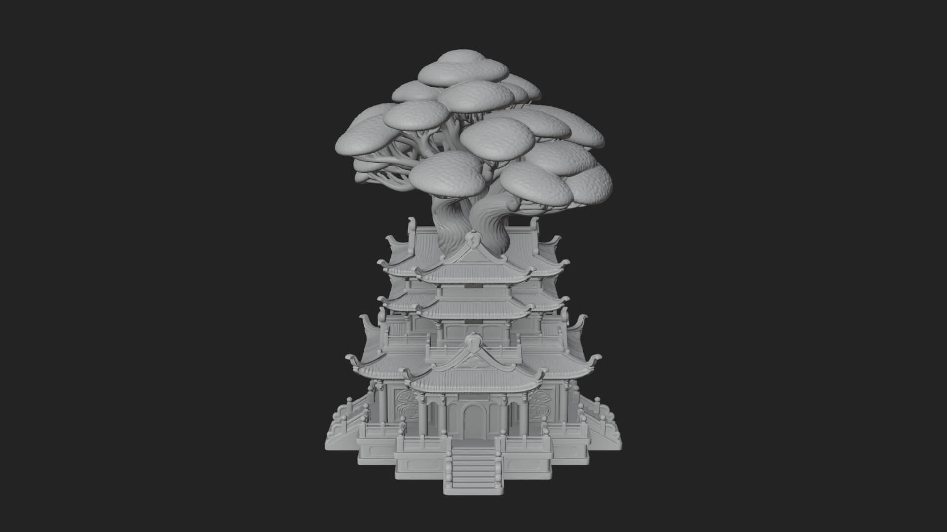 Tree Crown Pagoda Tower Design 2 3D Print Model 3D Model