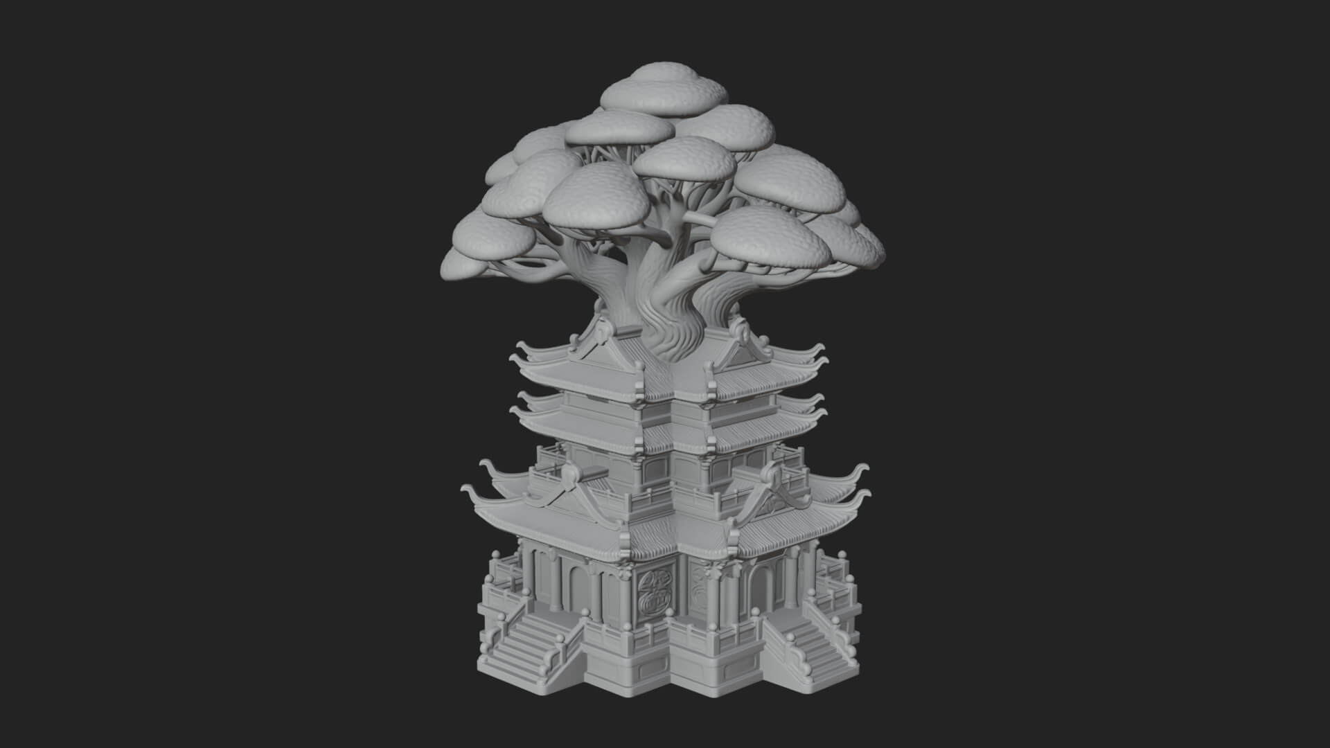 Tree Crown Pagoda Tower Design 2 3D Print Model 3D Model