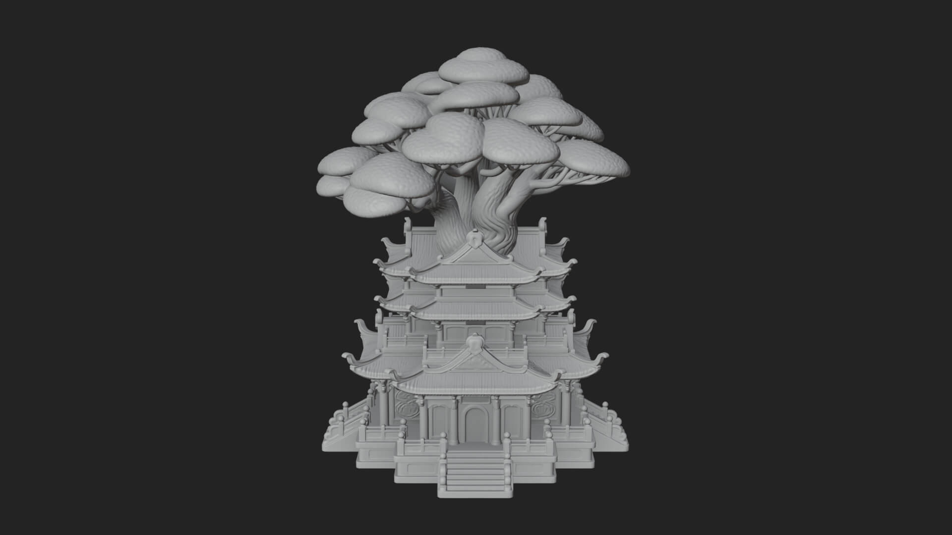 Tree Crown Pagoda Tower Design 2 3D Print Model 3D Model