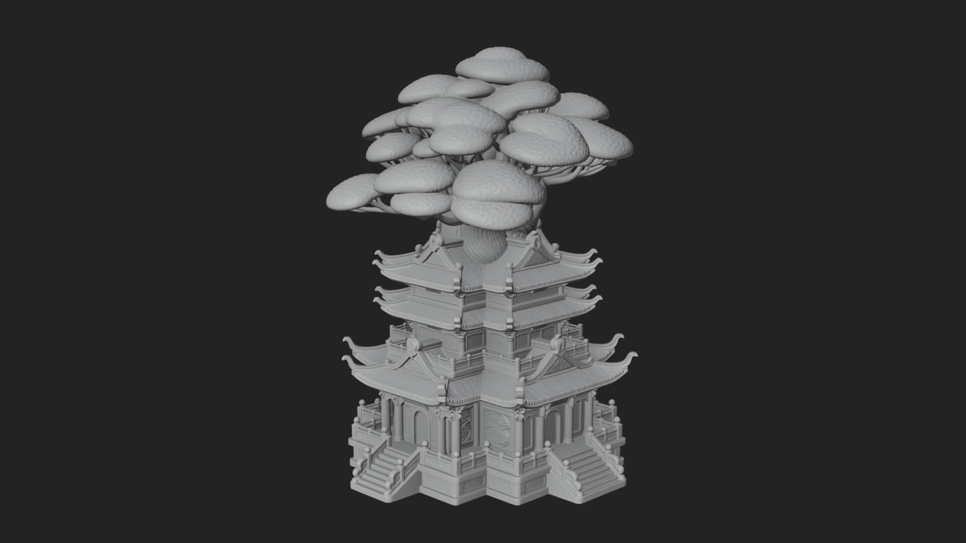 Tree Crown Pagoda Tower Design 2 3D Print Model 3D Model