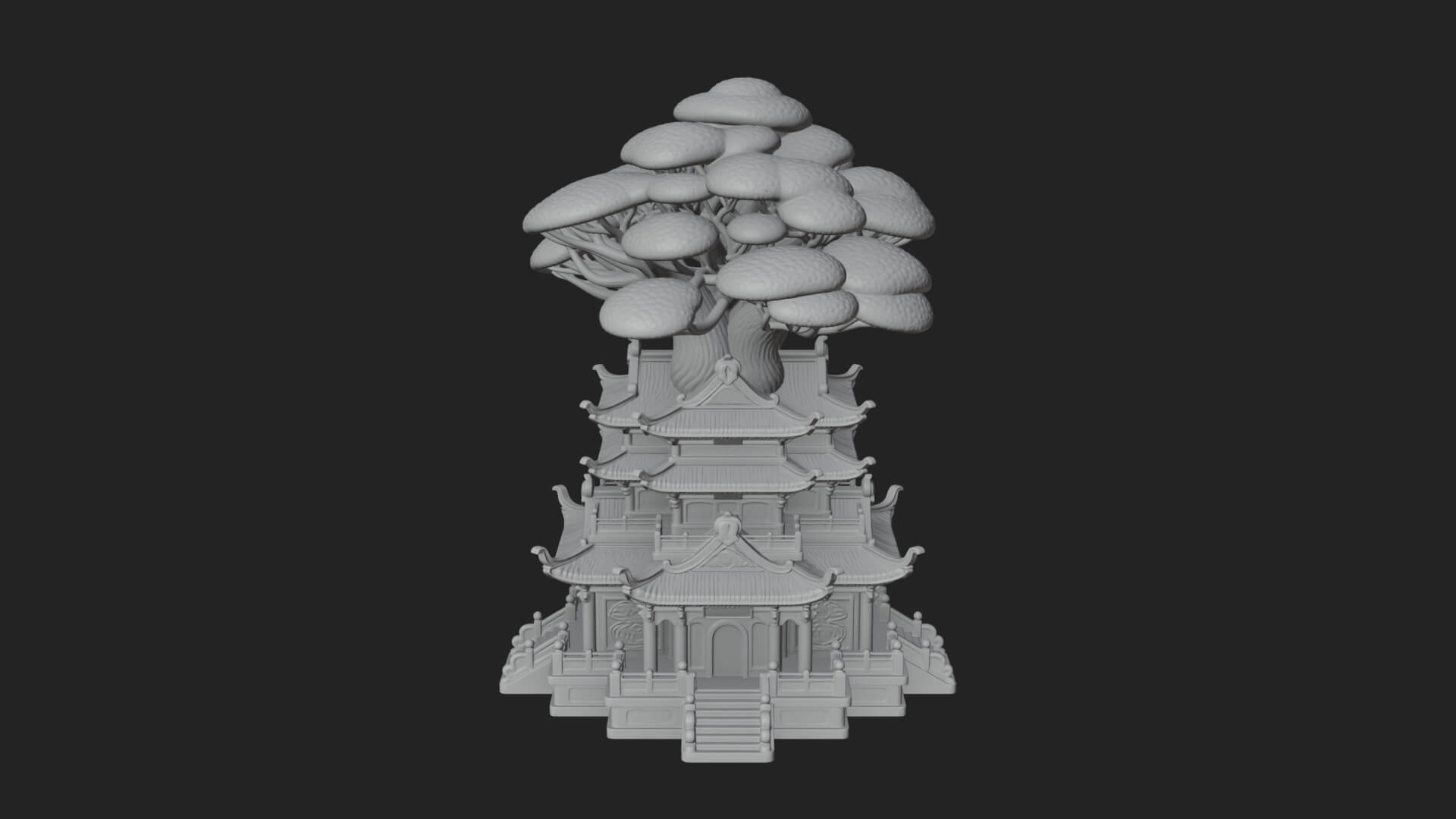 Tree Crown Pagoda Tower Design 2 3D Print Model 3D Model