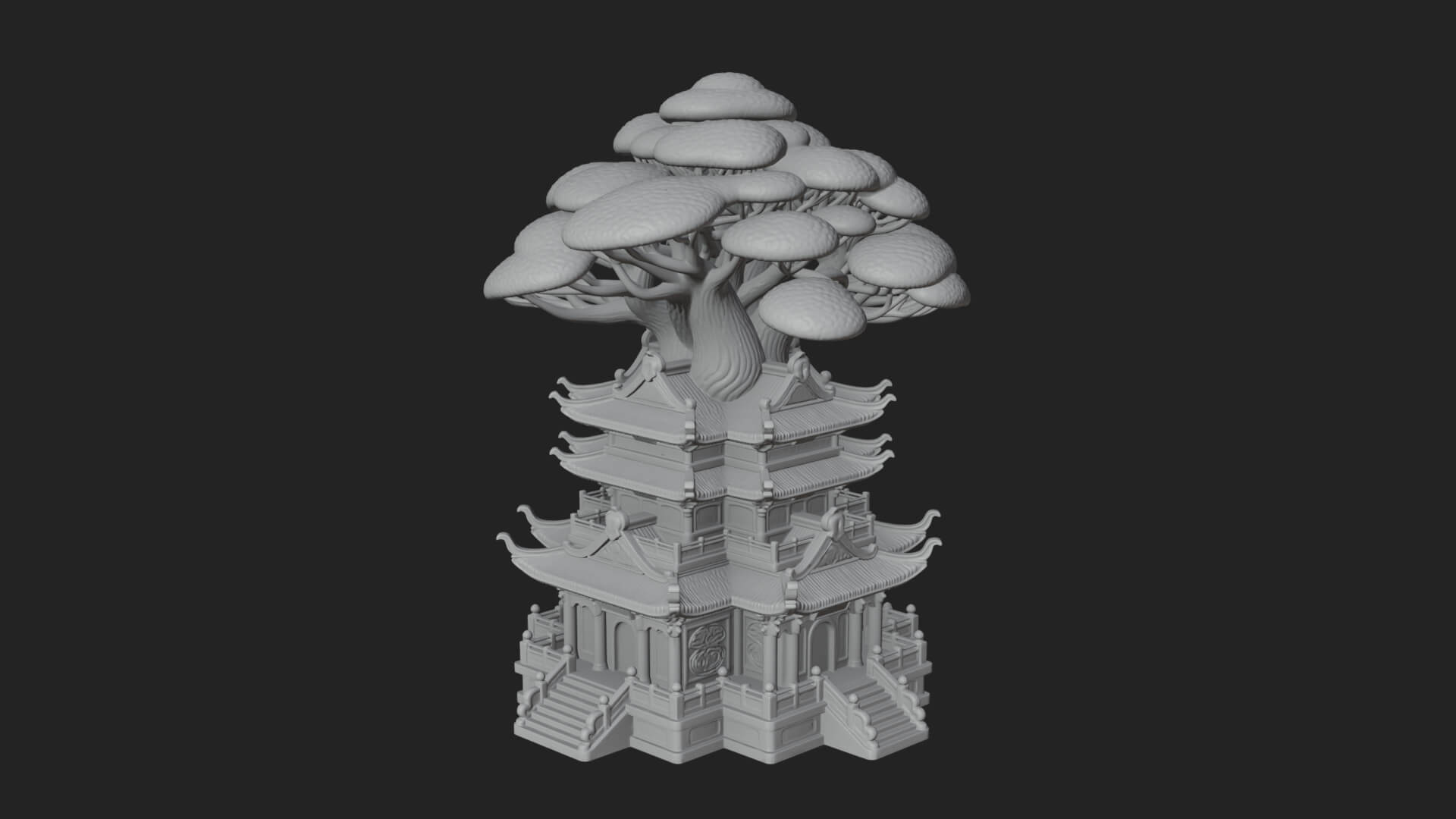 Tree Crown Pagoda Tower Design 2 3D Print Model 3D Model