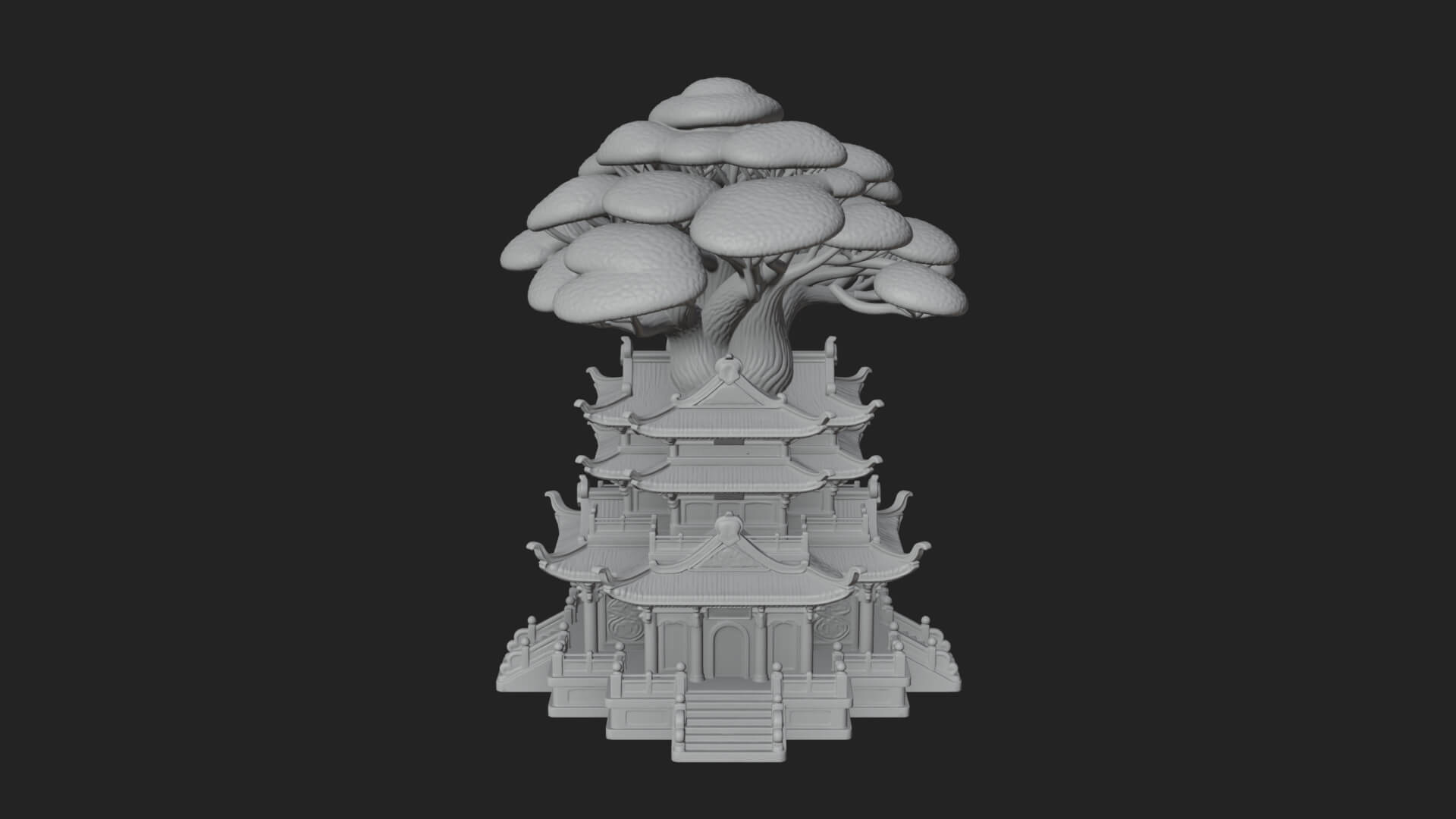 Tree Crown Pagoda Tower Design 2 3D Print Model 3D Model