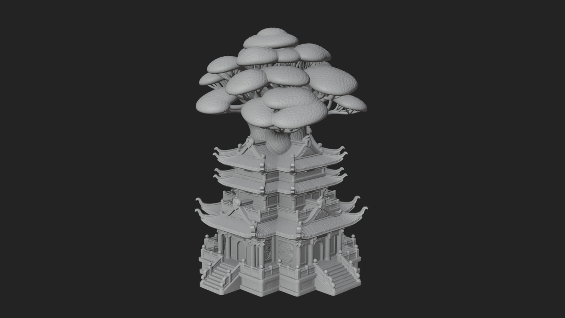 Tree Crown Pagoda Tower Design 2 3D Print Model 3D Model