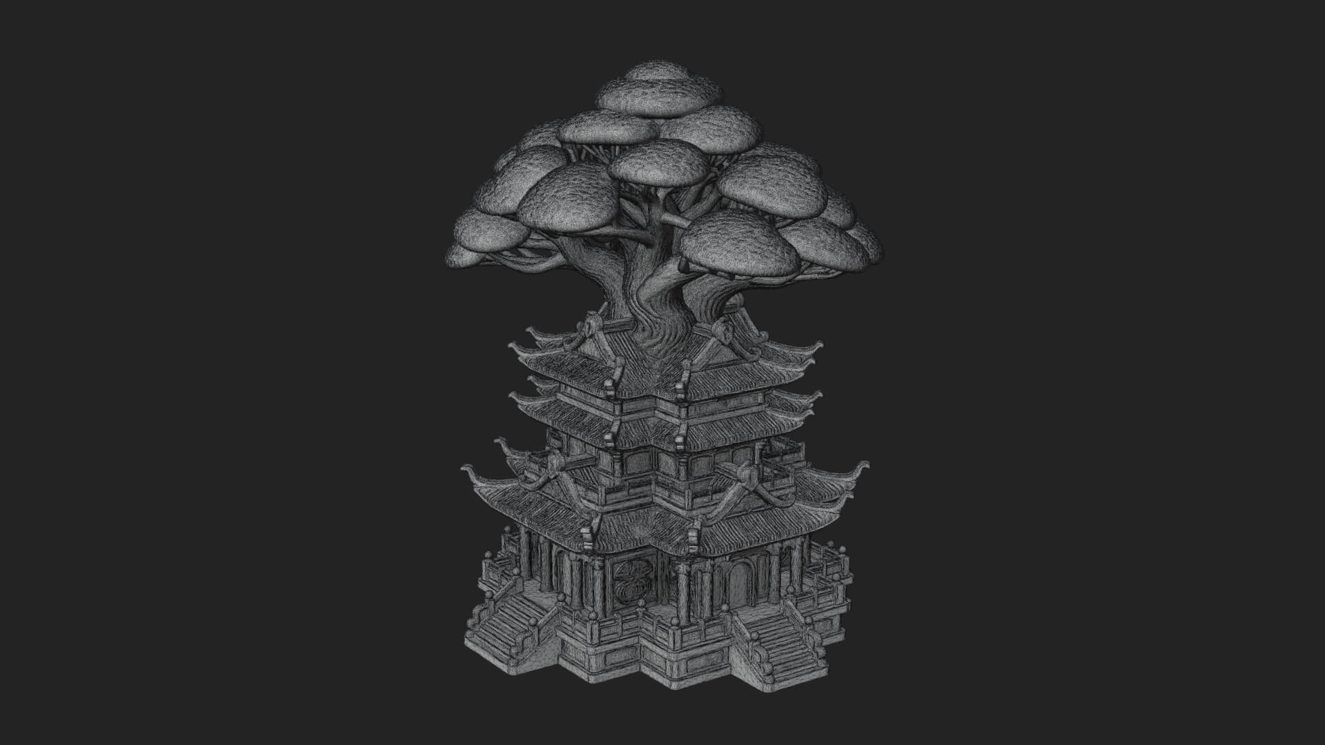 Tree Crown Pagoda Tower Design 2 3D Print Model 3D Model