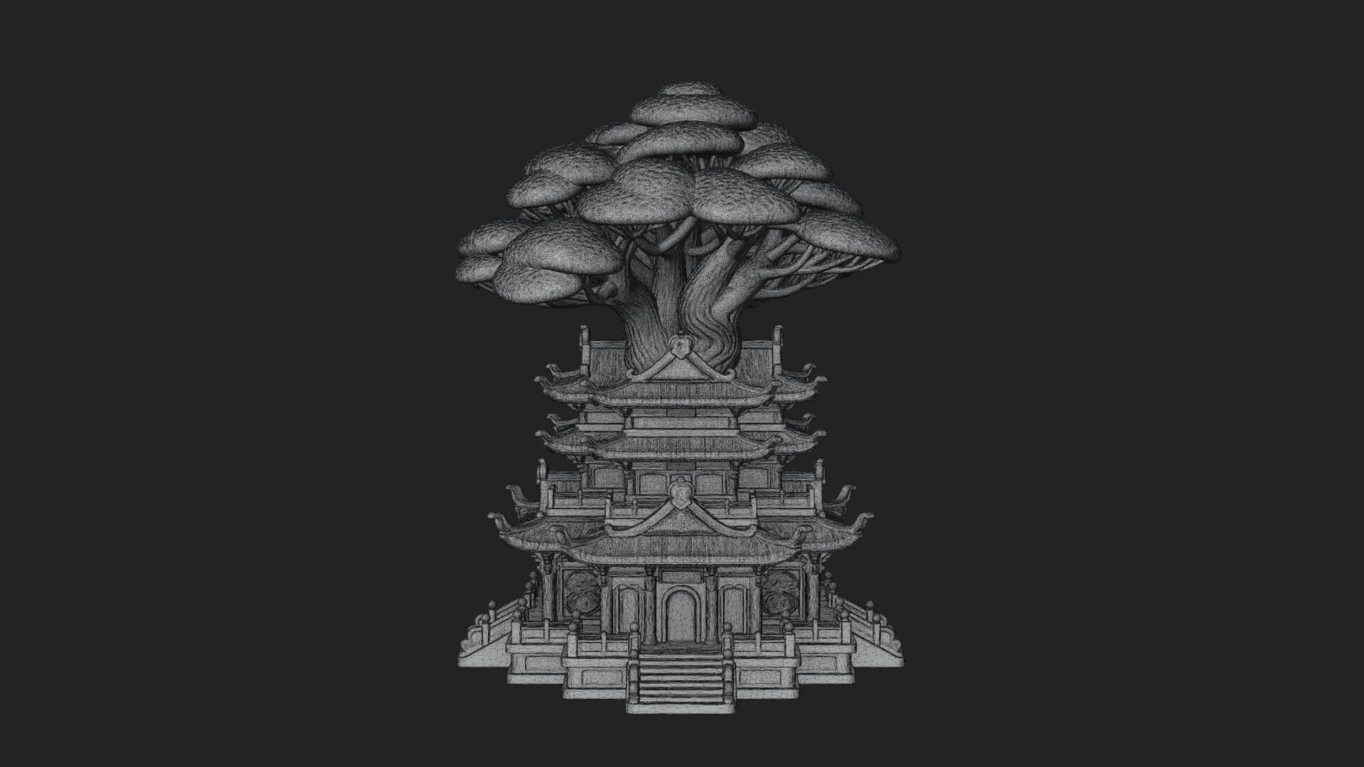Tree Crown Pagoda Tower Design 2 3D Print Model 3D Model