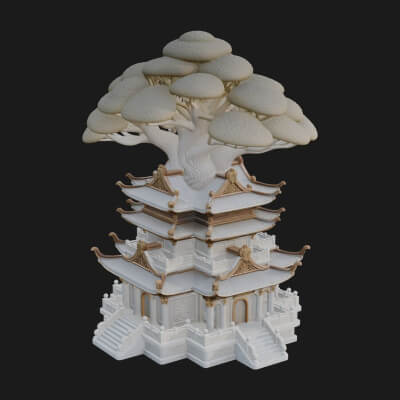 Tree Crown Pagoda Tower Design 2 3D Print Model