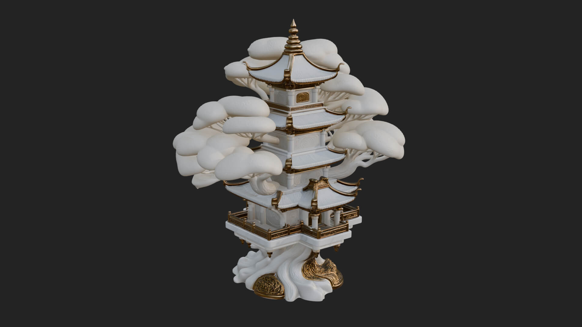 Tree Crown Pagoda Tower Design 3 3D Print Model 3D Model