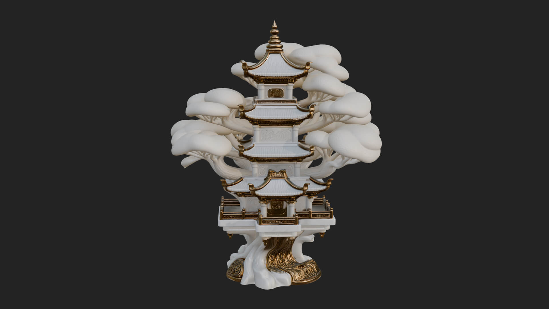 Tree Crown Pagoda Tower Design 3 3D Print Model 3D Model