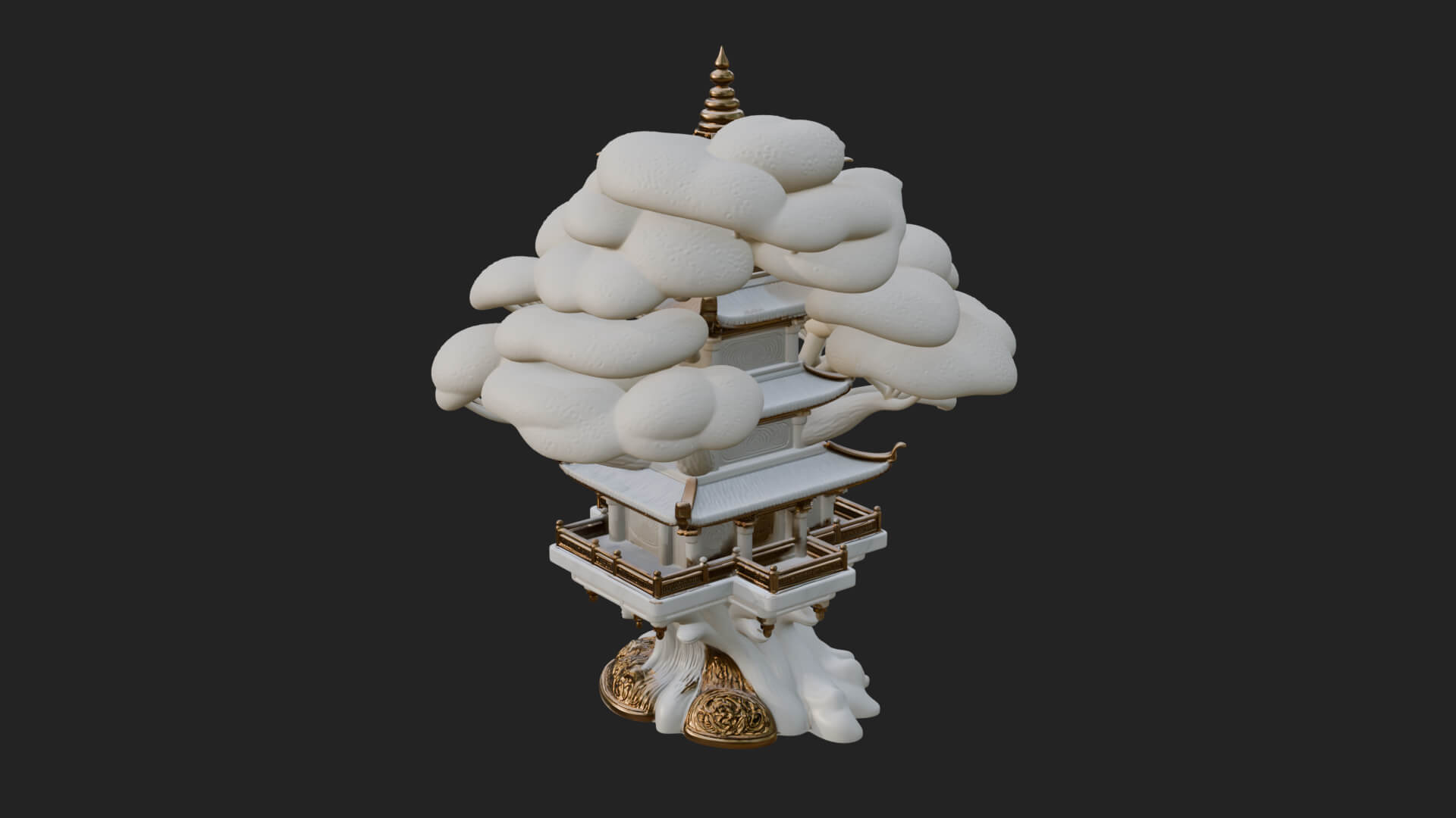 Tree Crown Pagoda Tower Design 3 3D Print Model 3D Model