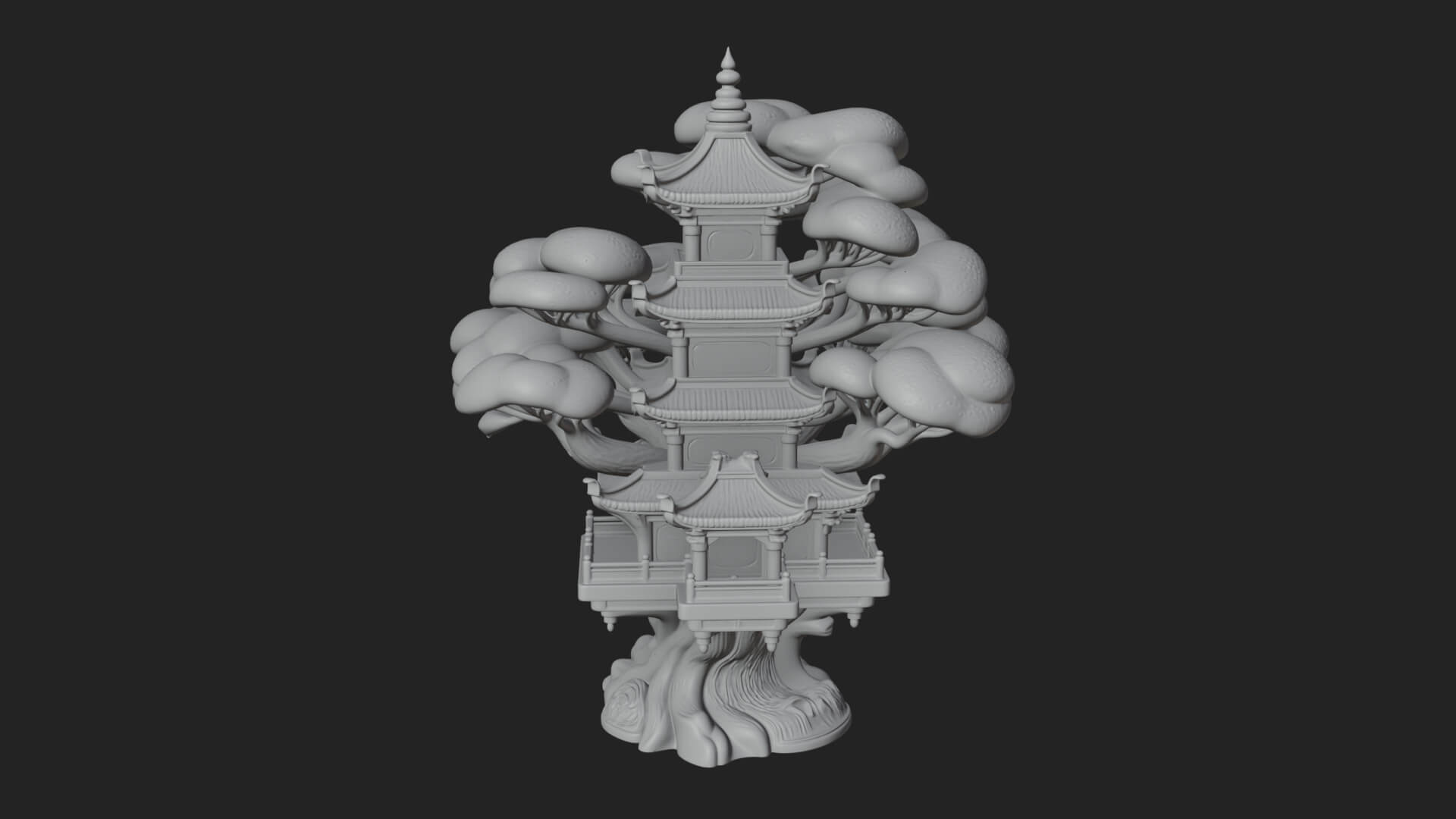 Tree Crown Pagoda Tower Design 3 3D Print Model 3D Model