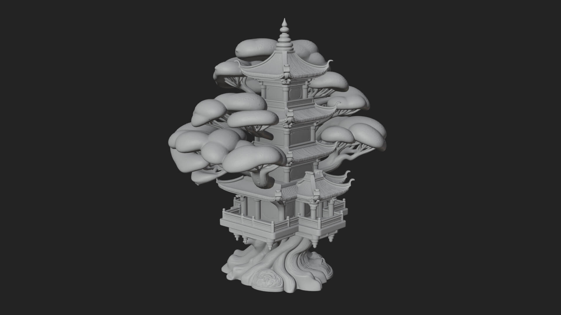 Tree Crown Pagoda Tower Design 3 3D Print Model 3D Model