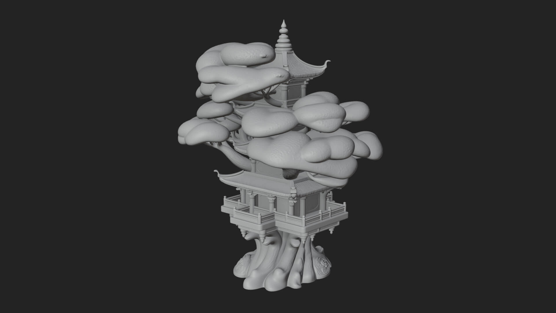 Tree Crown Pagoda Tower Design 3 3D Print Model 3D Model