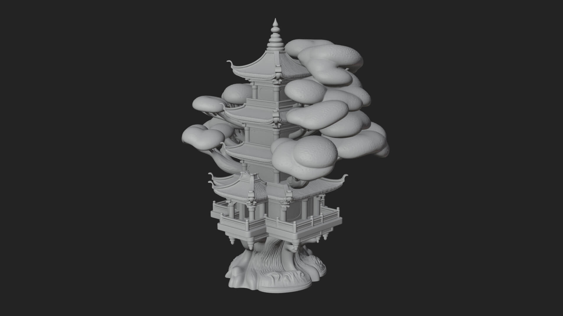 Tree Crown Pagoda Tower Design 3 3D Print Model 3D Model