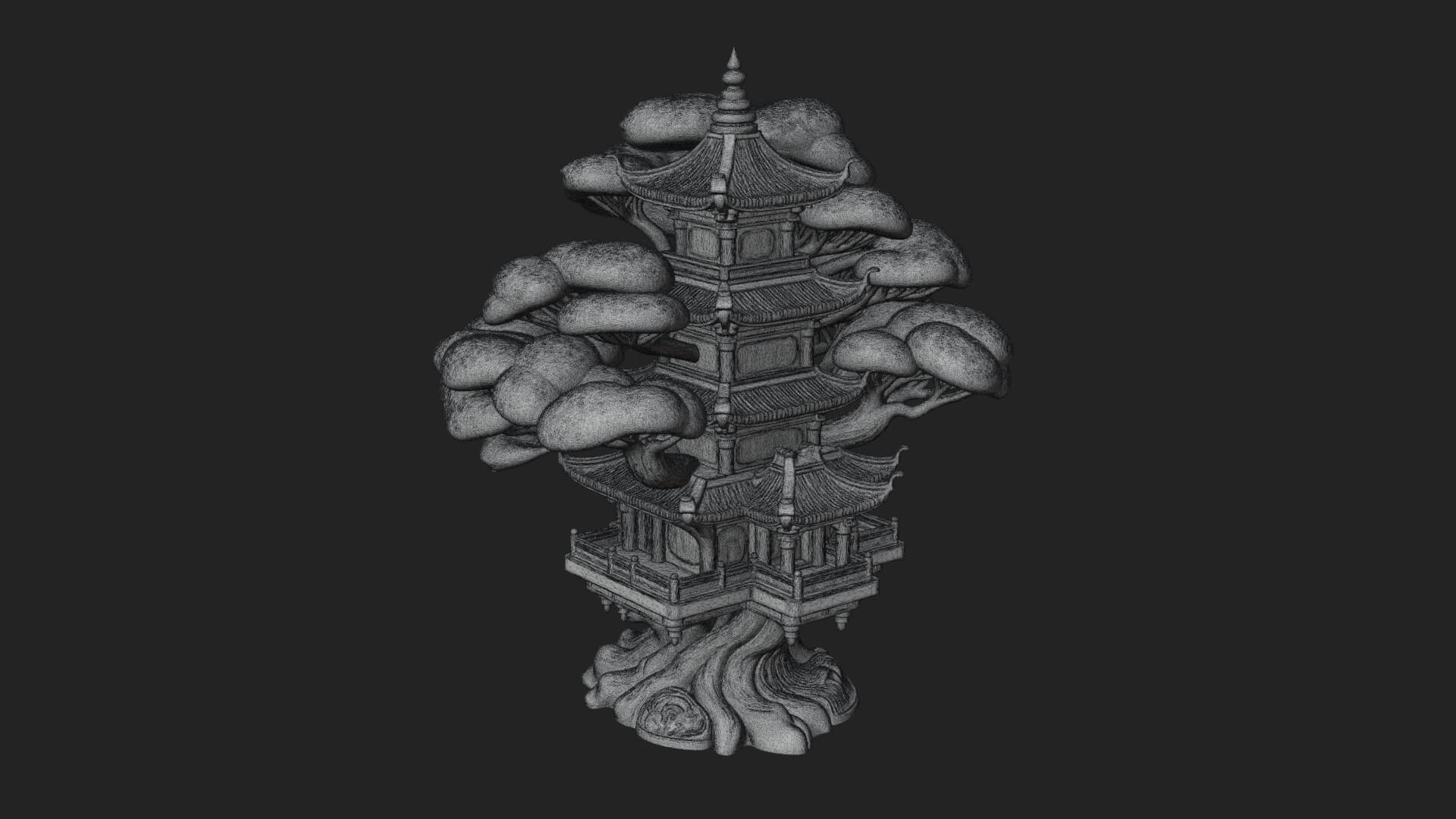 Tree Crown Pagoda Tower Design 3 3D Print Model 3D Model