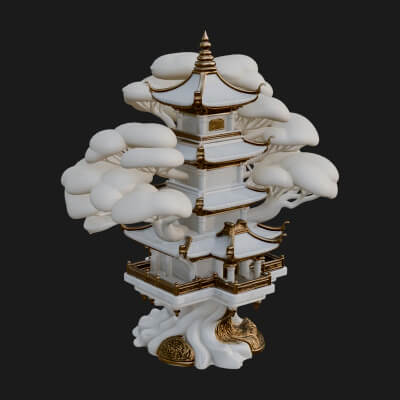 Tree Crown Pagoda Tower Design 3 3D Print Model