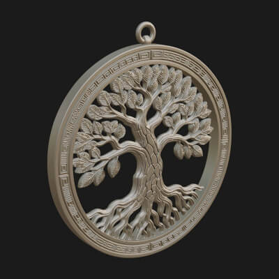 Tree of Life Oval Plaque Design 1 3D Print Model