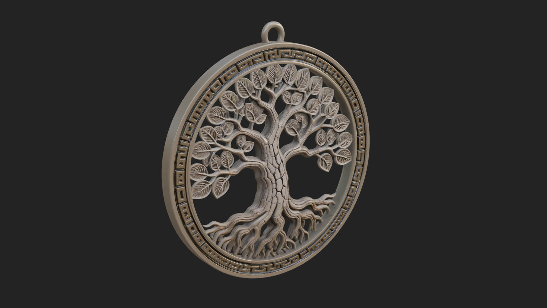 Tree of Life Oval Plaque Design 2 3D Print Model 3D Model