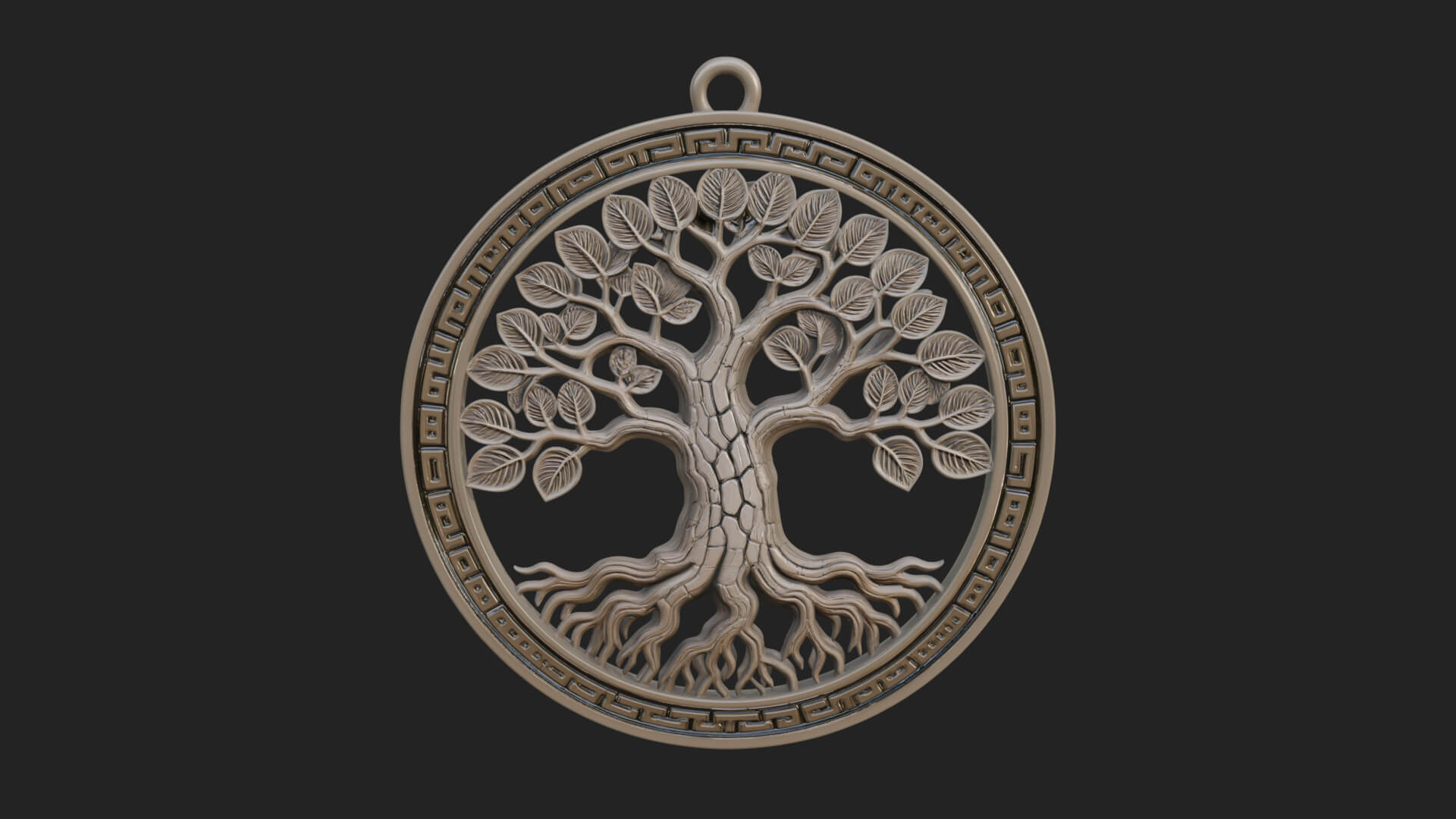 Tree of Life Oval Plaque Design 2 3D Print Model 3D Model