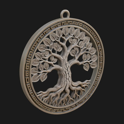 Tree of Life Oval Plaque Design 2 3D Print Model