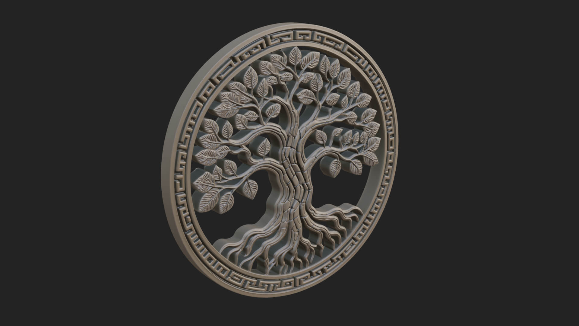 Tree of Life Oval Plaque Design 3 3D Print Model 3D Model