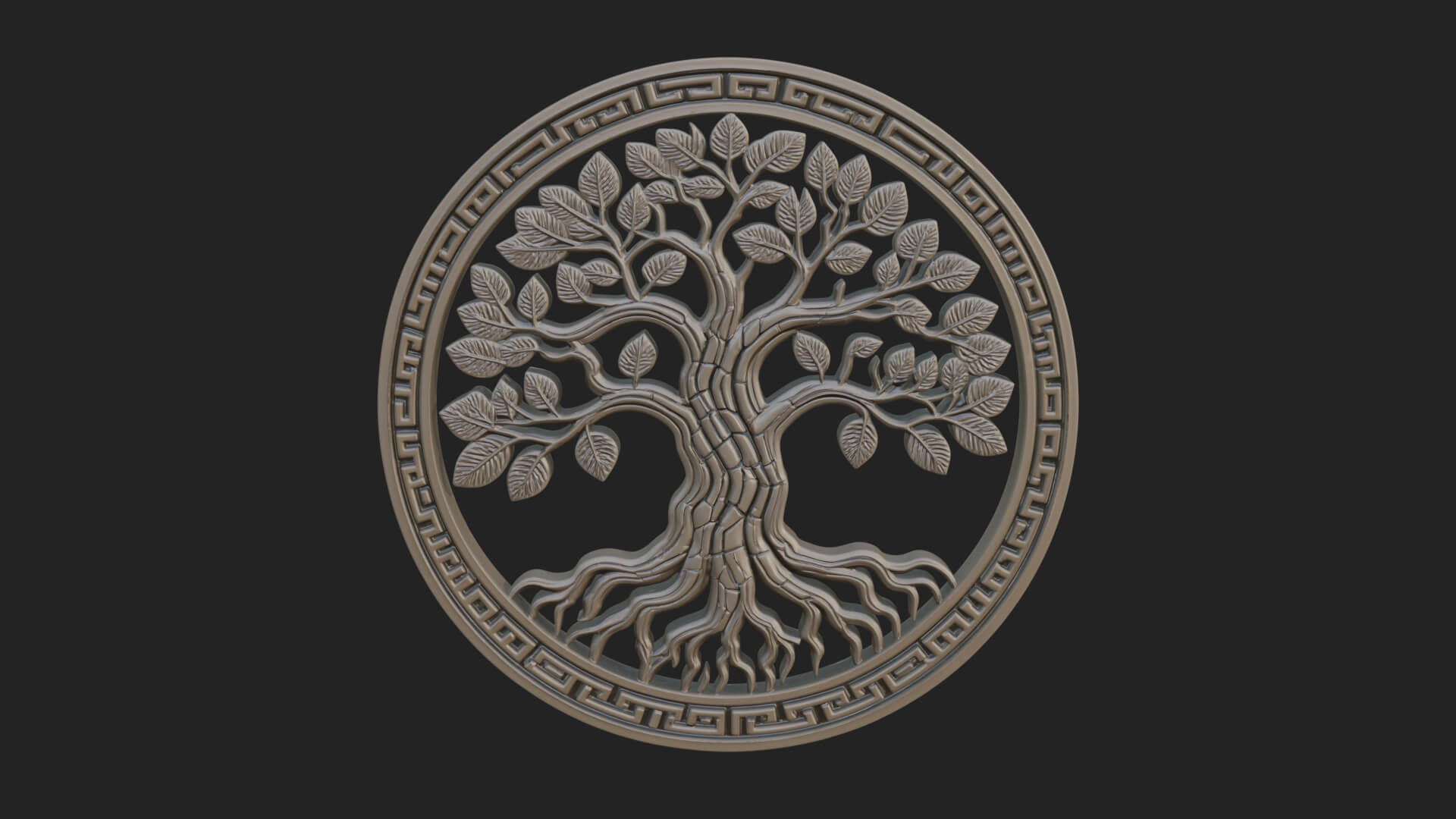 Tree of Life Oval Plaque Design 3 3D Print Model 3D Model