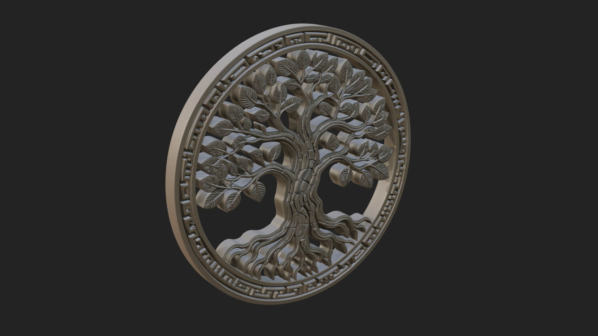 Tree of Life Oval Plaque Design 3 3D Print Model 3D Model