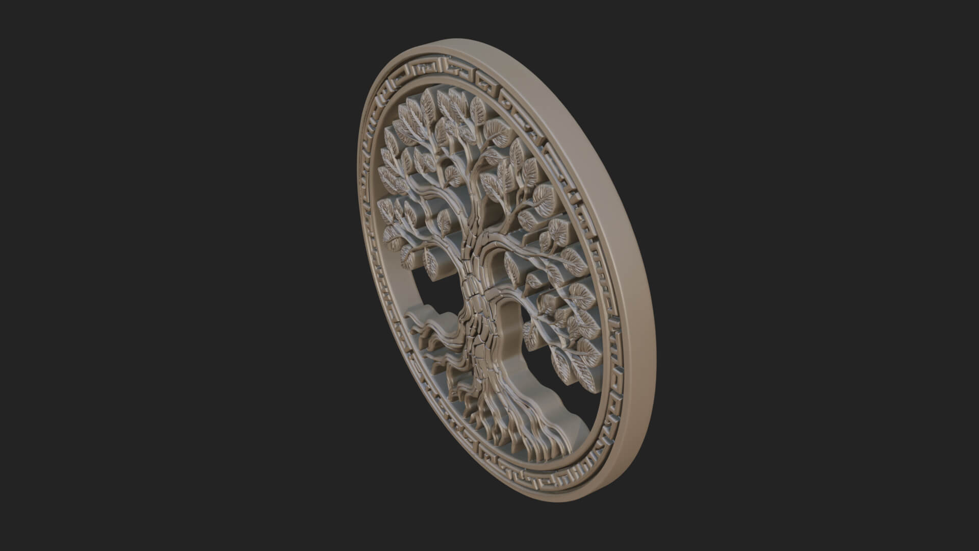 Tree of Life Oval Plaque Design 3 3D Print Model 3D Model