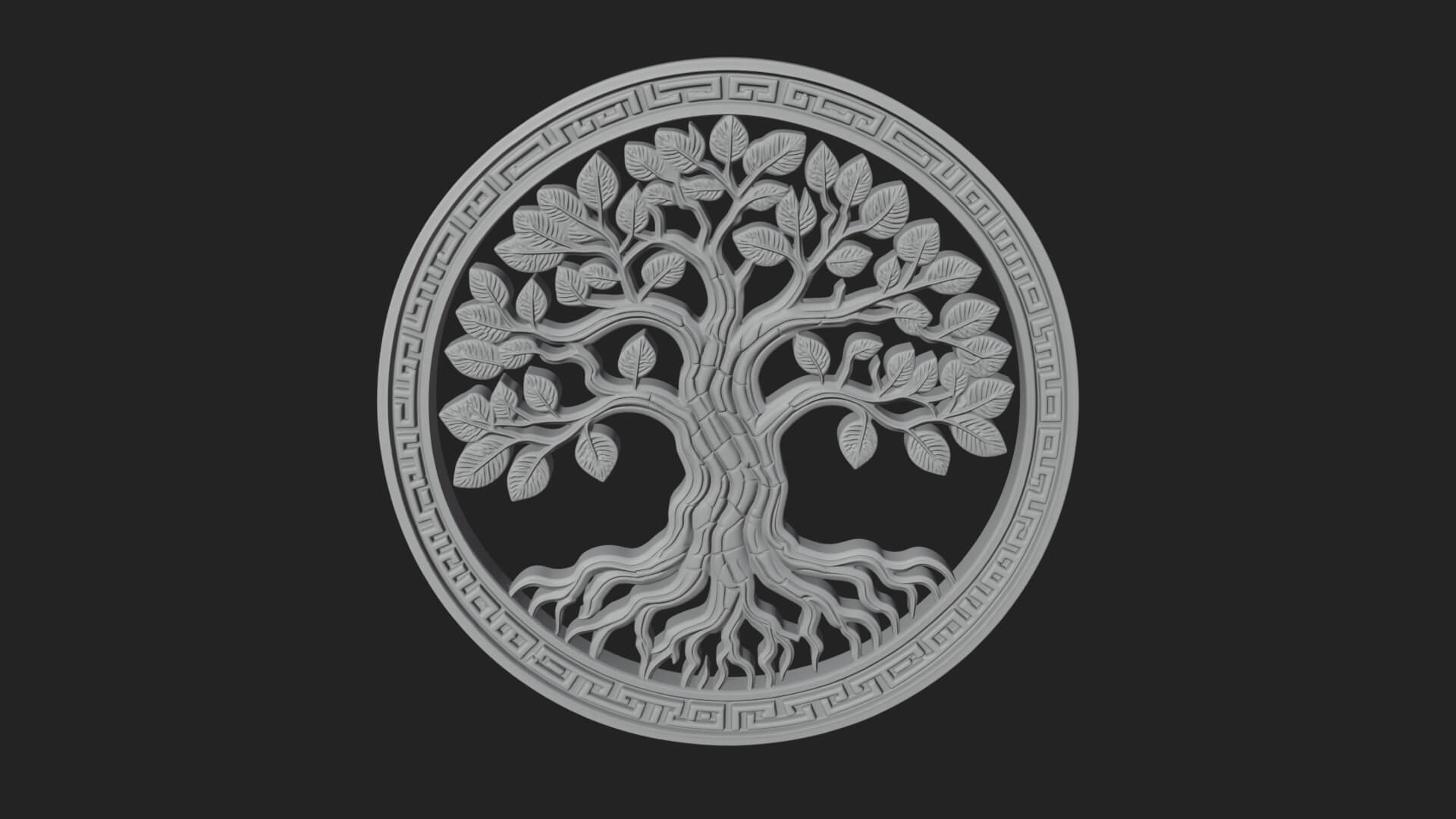 Tree of Life Oval Plaque Design 3 3D Print Model 3D Model