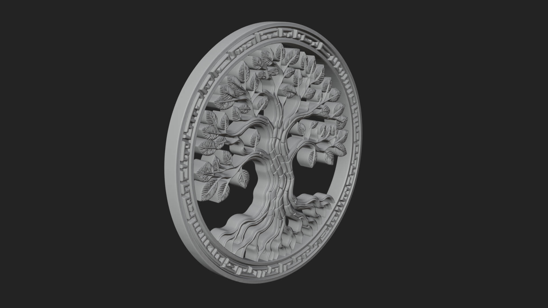 Tree of Life Oval Plaque Design 3 3D Print Model 3D Model