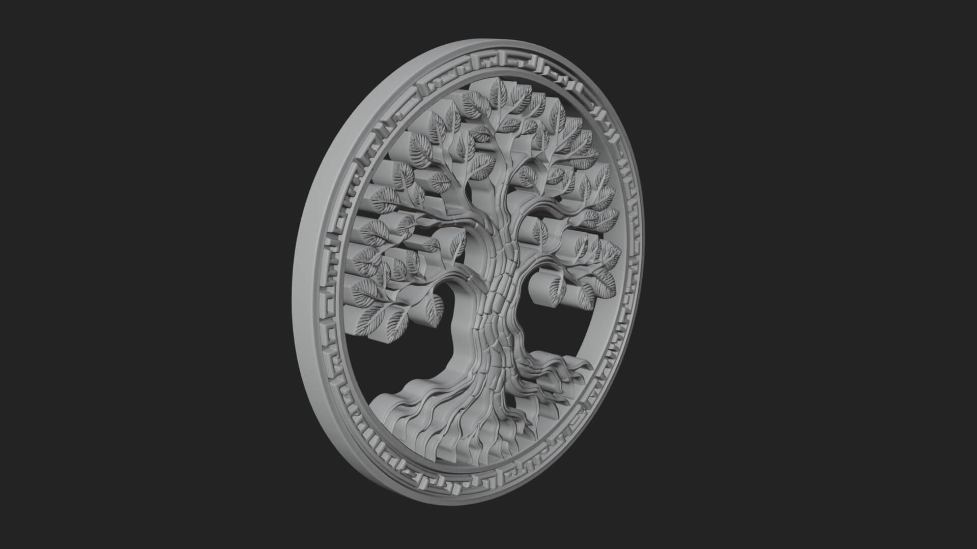 Tree of Life Oval Plaque Design 3 3D Print Model 3D Model