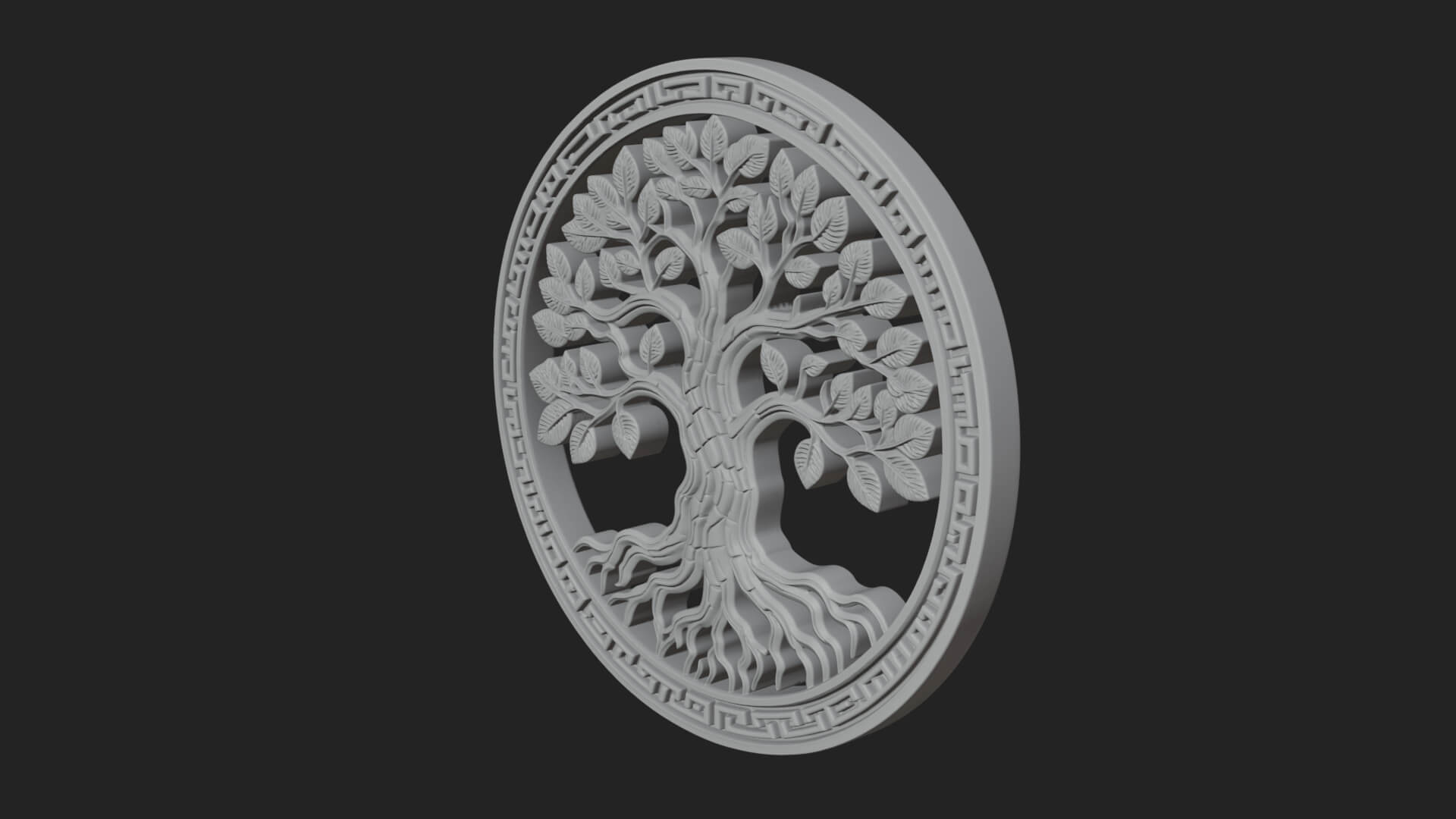 Tree of Life Oval Plaque Design 3 3D Print Model 3D Model