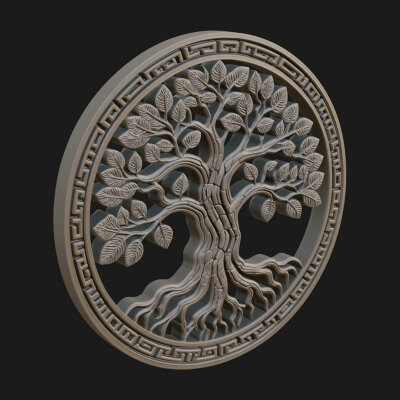 Tree of Life Oval Plaque Design 3 3D Print Model