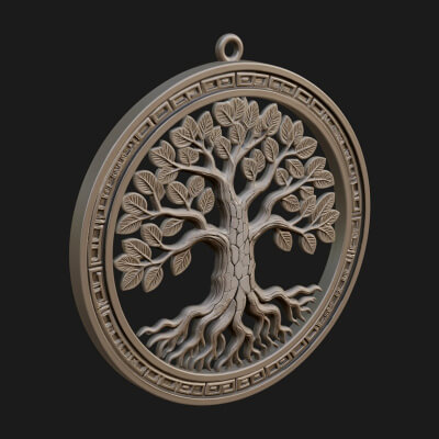 Tree of Life Oval Plaque Design 4 3D Print Model