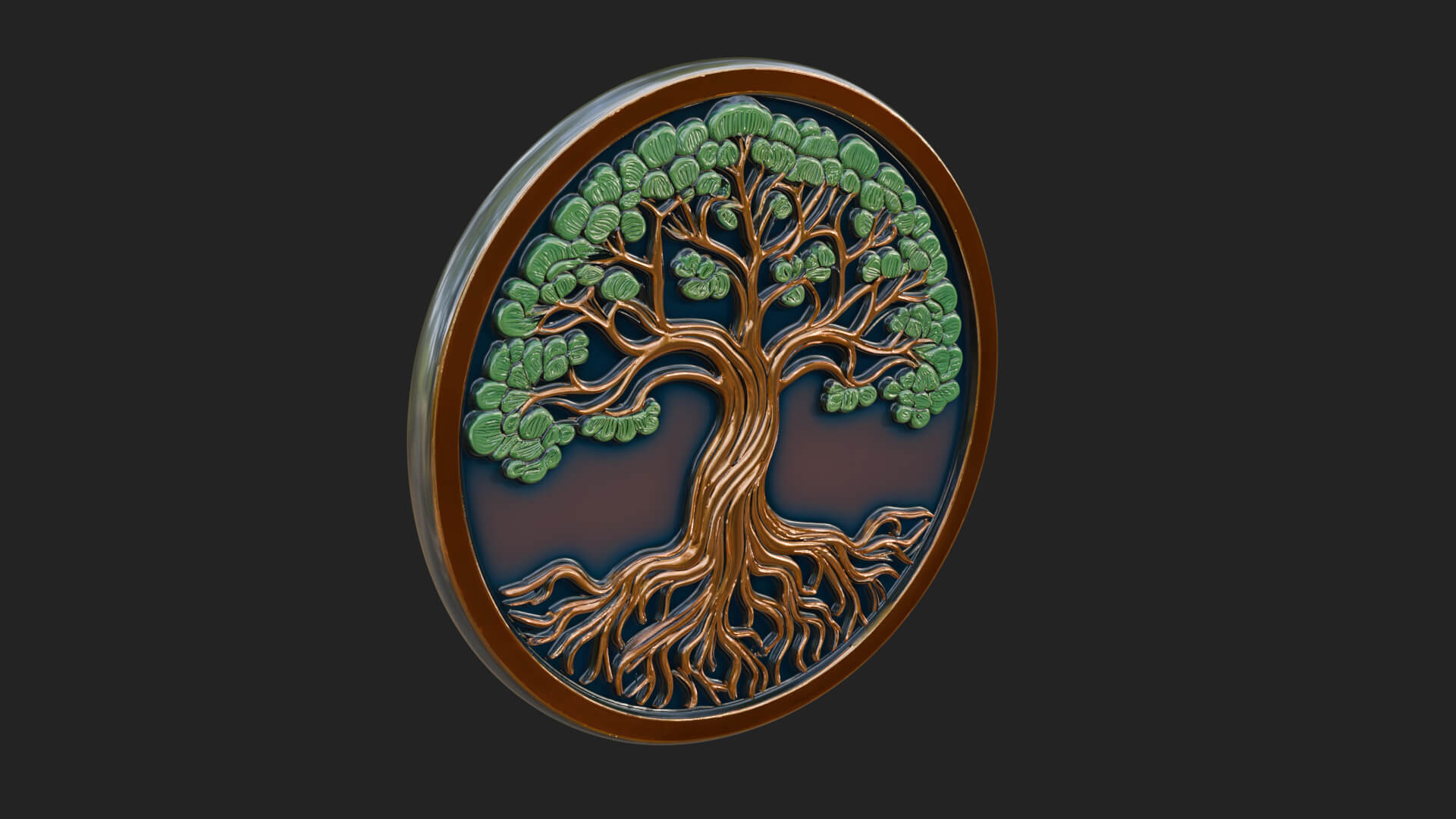 Tree of Life Oval Plaque Design 5 3D Print Model 3D Model