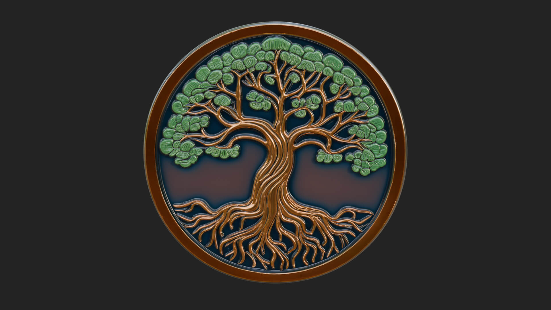 Tree of Life Oval Plaque Design 5 3D Print Model 3D Model