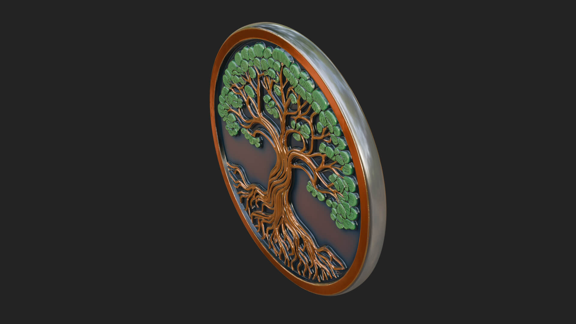 Tree of Life Oval Plaque Design 5 3D Print Model 3D Model
