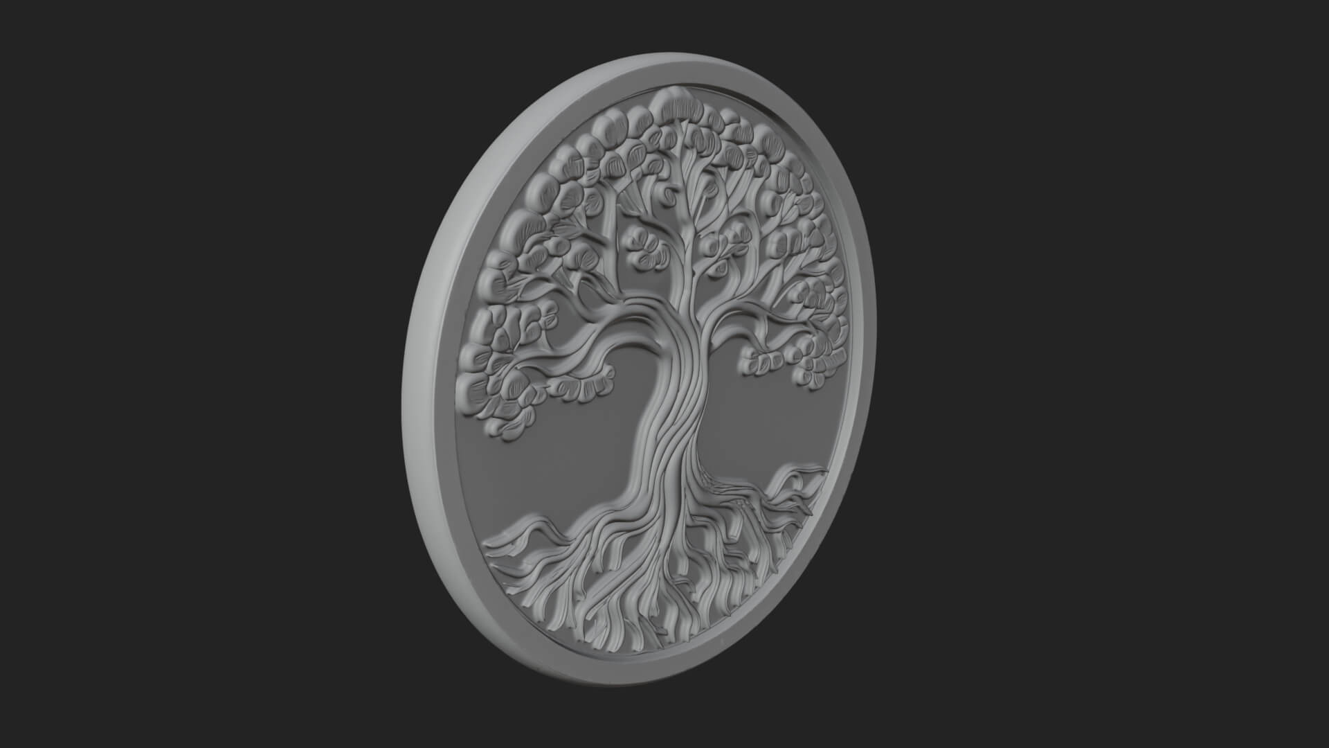 Tree of Life Oval Plaque Design 5 3D Print Model 3D Model