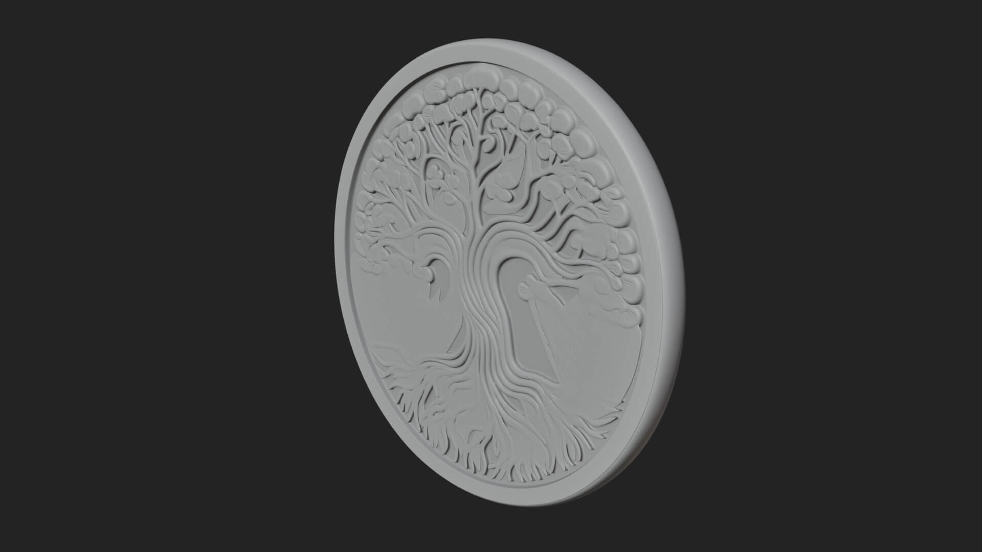 Tree of Life Oval Plaque Design 5 3D Print Model 3D Model
