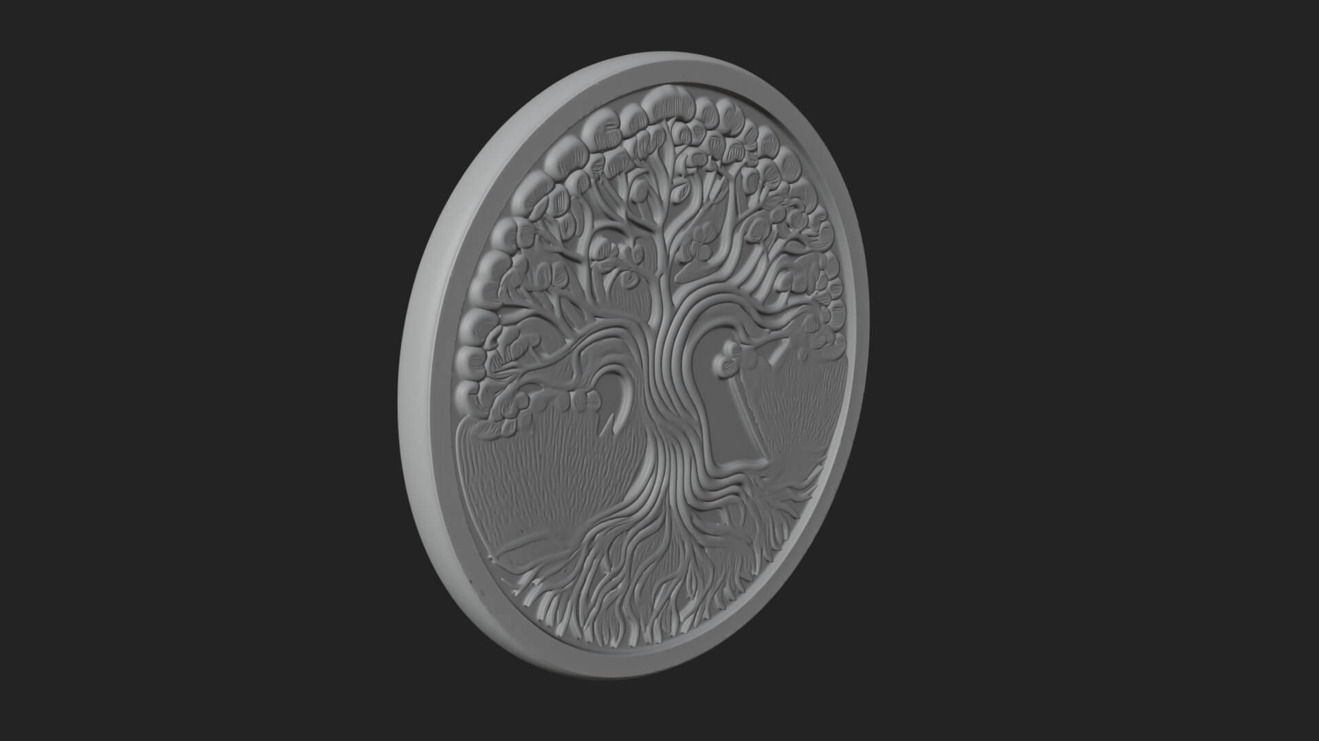 Tree of Life Oval Plaque Design 5 3D Print Model 3D Model