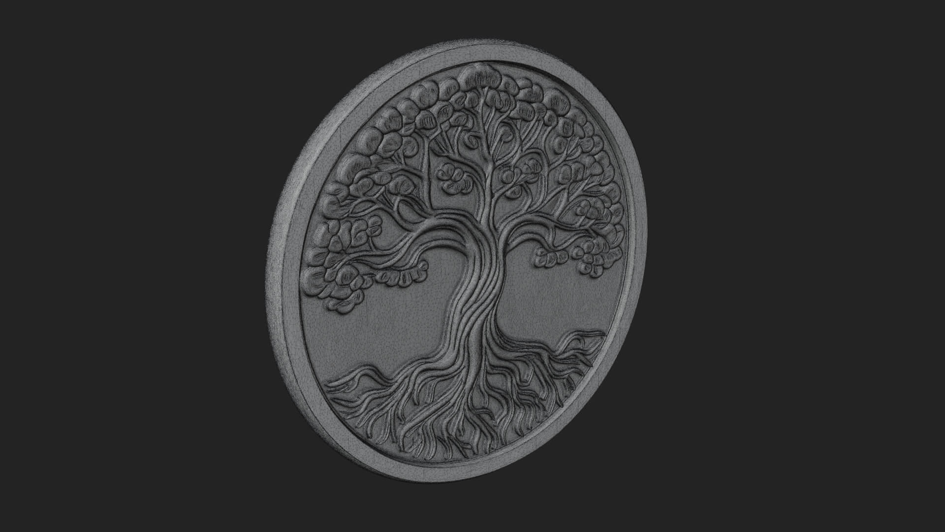 Tree of Life Oval Plaque Design 5 3D Print Model 3D Model