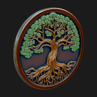 Tree of Life Oval Plaque Design 5 3D Print Model