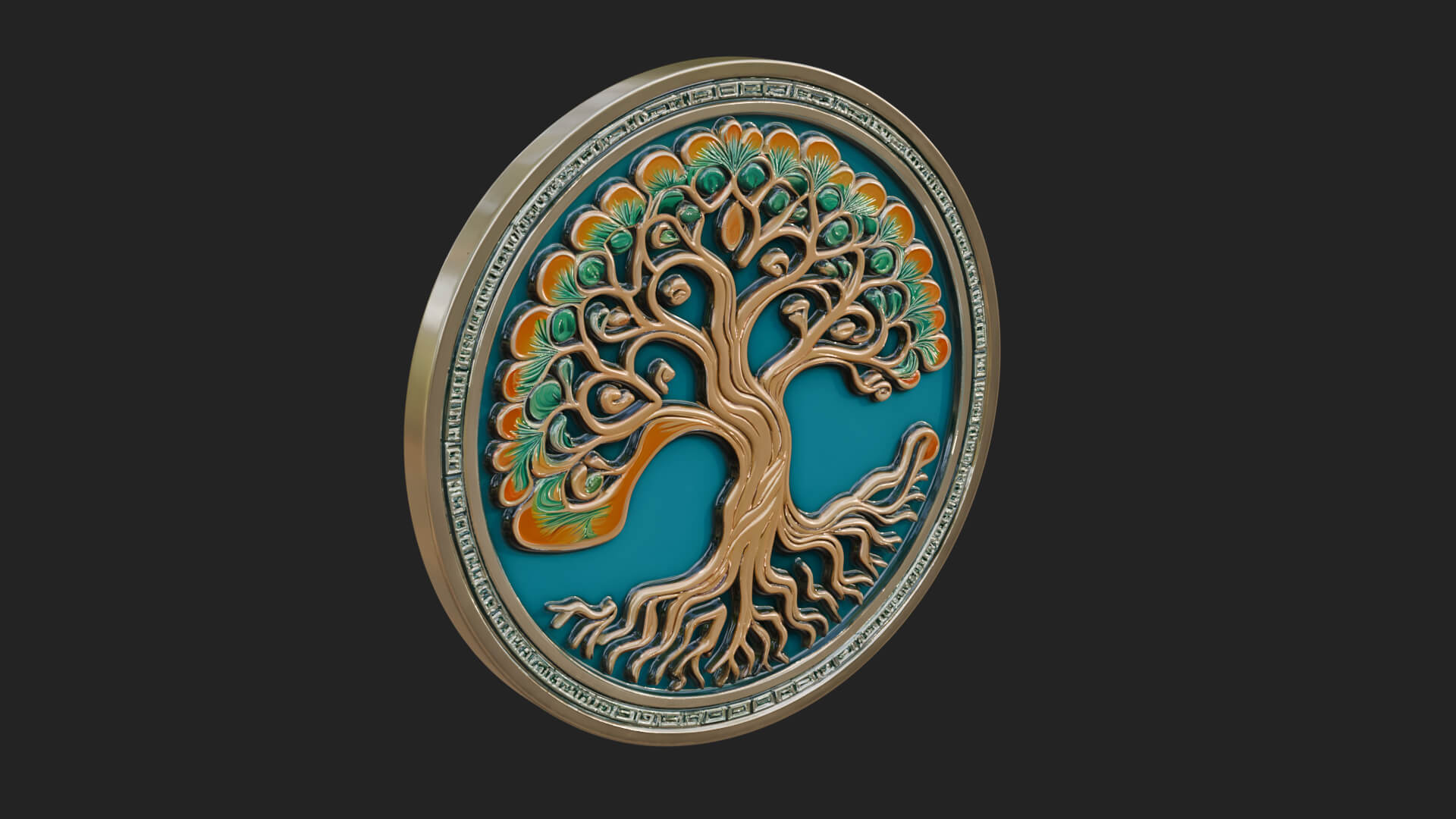 Tree of Life Oval Plaque Design 6 3D Print Model 3D Model