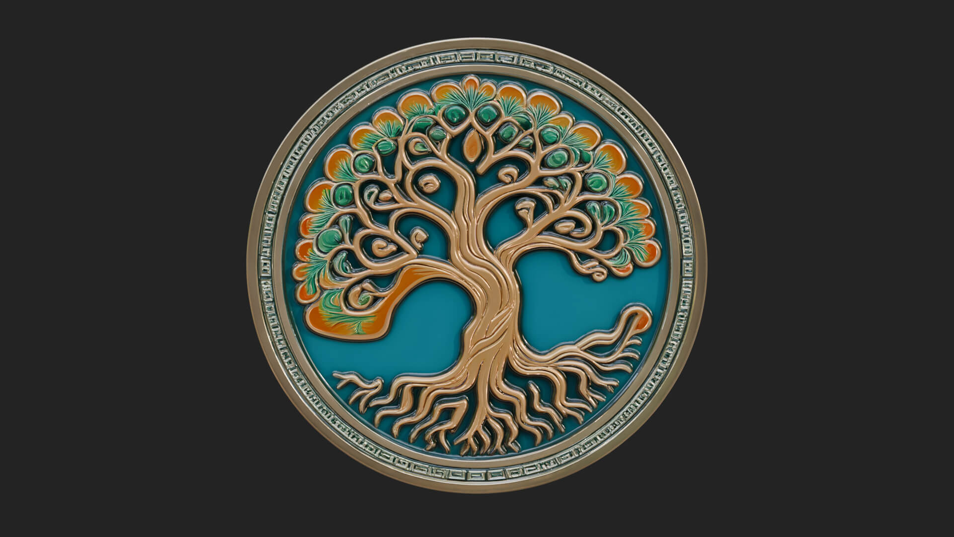 Tree of Life Oval Plaque Design 6 3D Print Model 3D Model