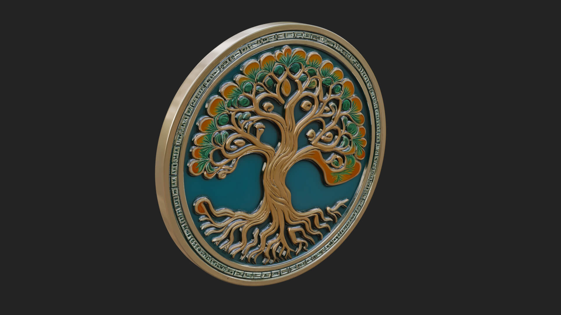 Tree of Life Oval Plaque Design 6 3D Print Model 3D Model