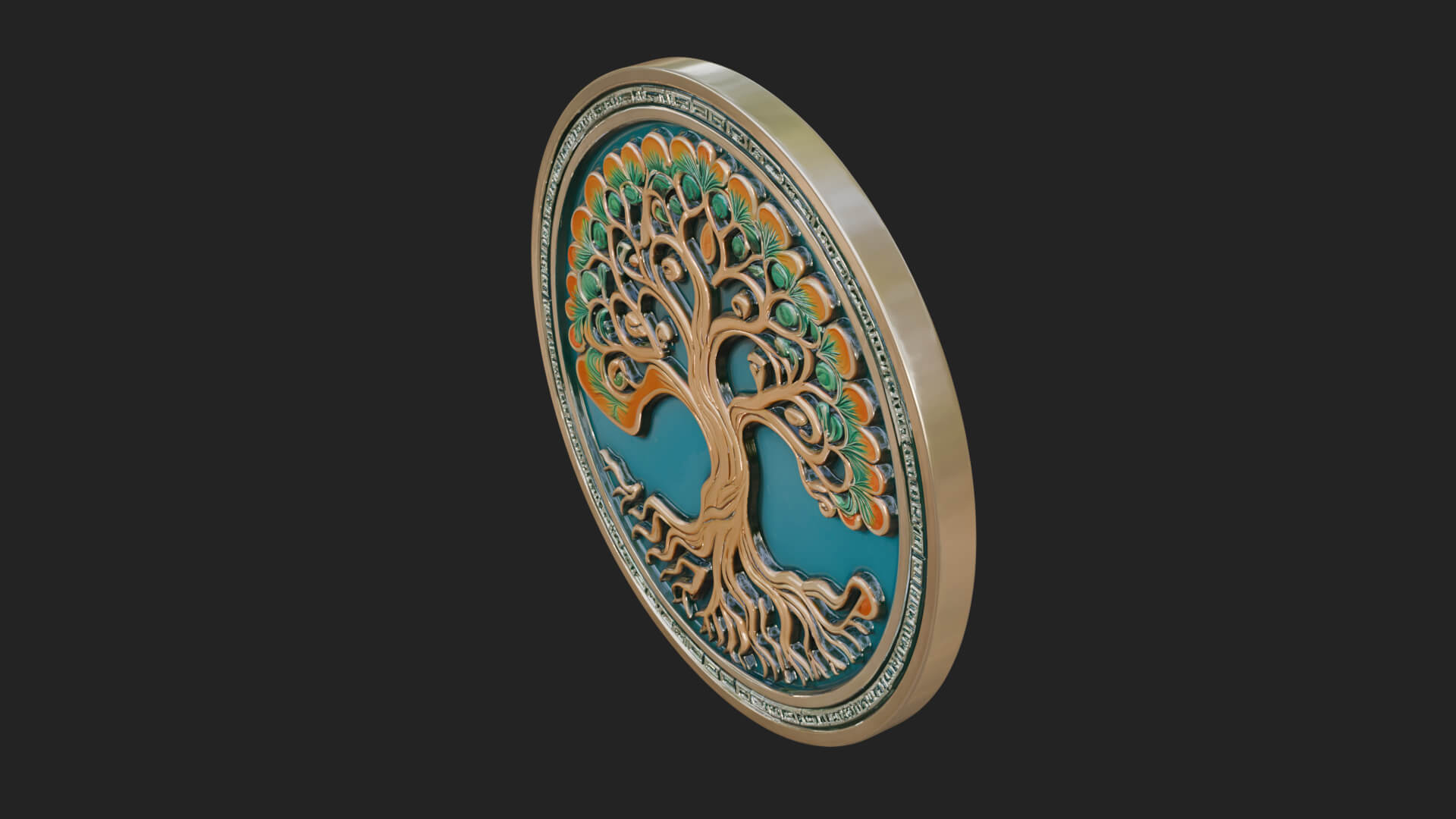 Tree of Life Oval Plaque Design 6 3D Print Model 3D Model