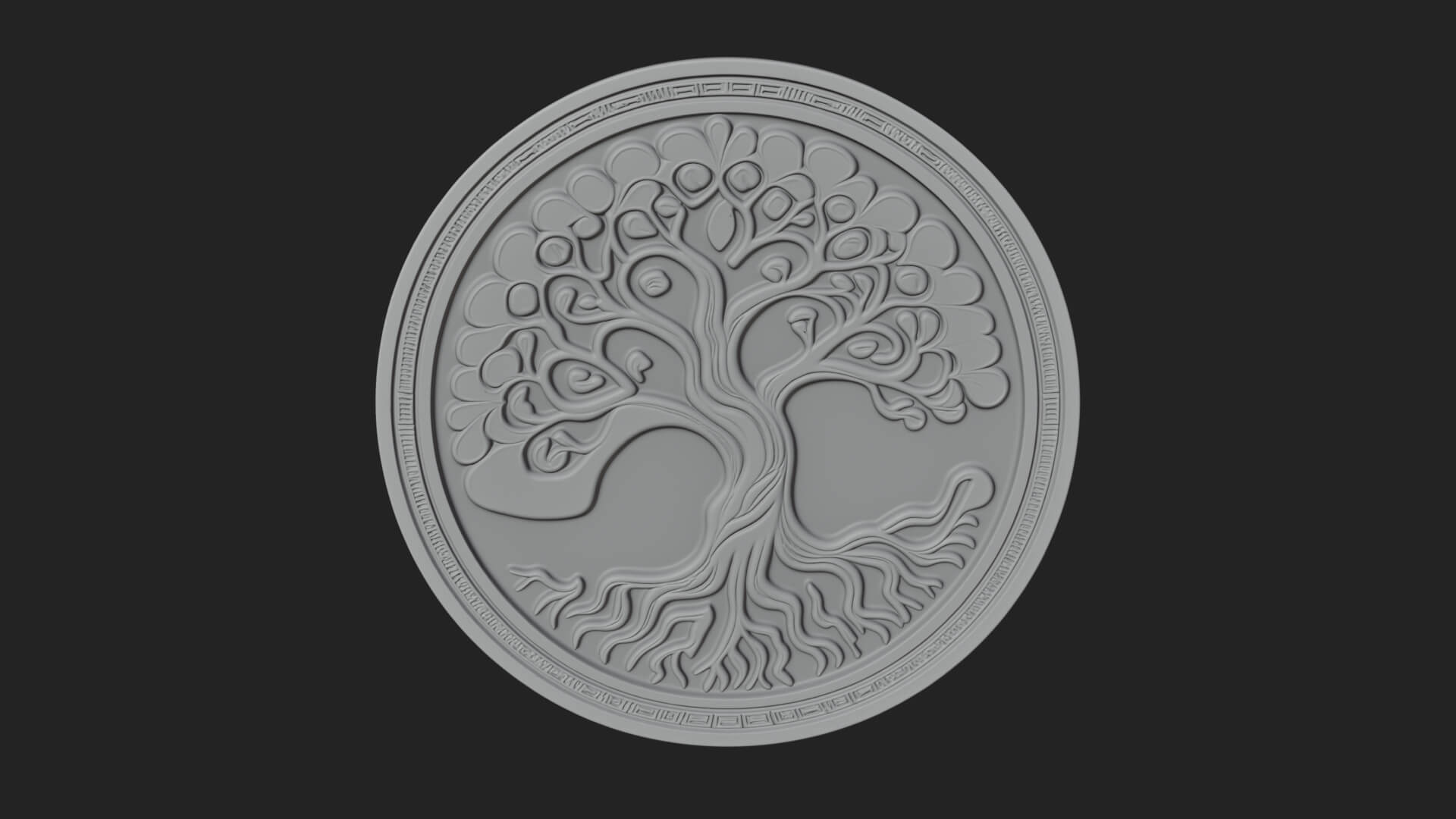 Tree of Life Oval Plaque Design 6 3D Print Model 3D Model
